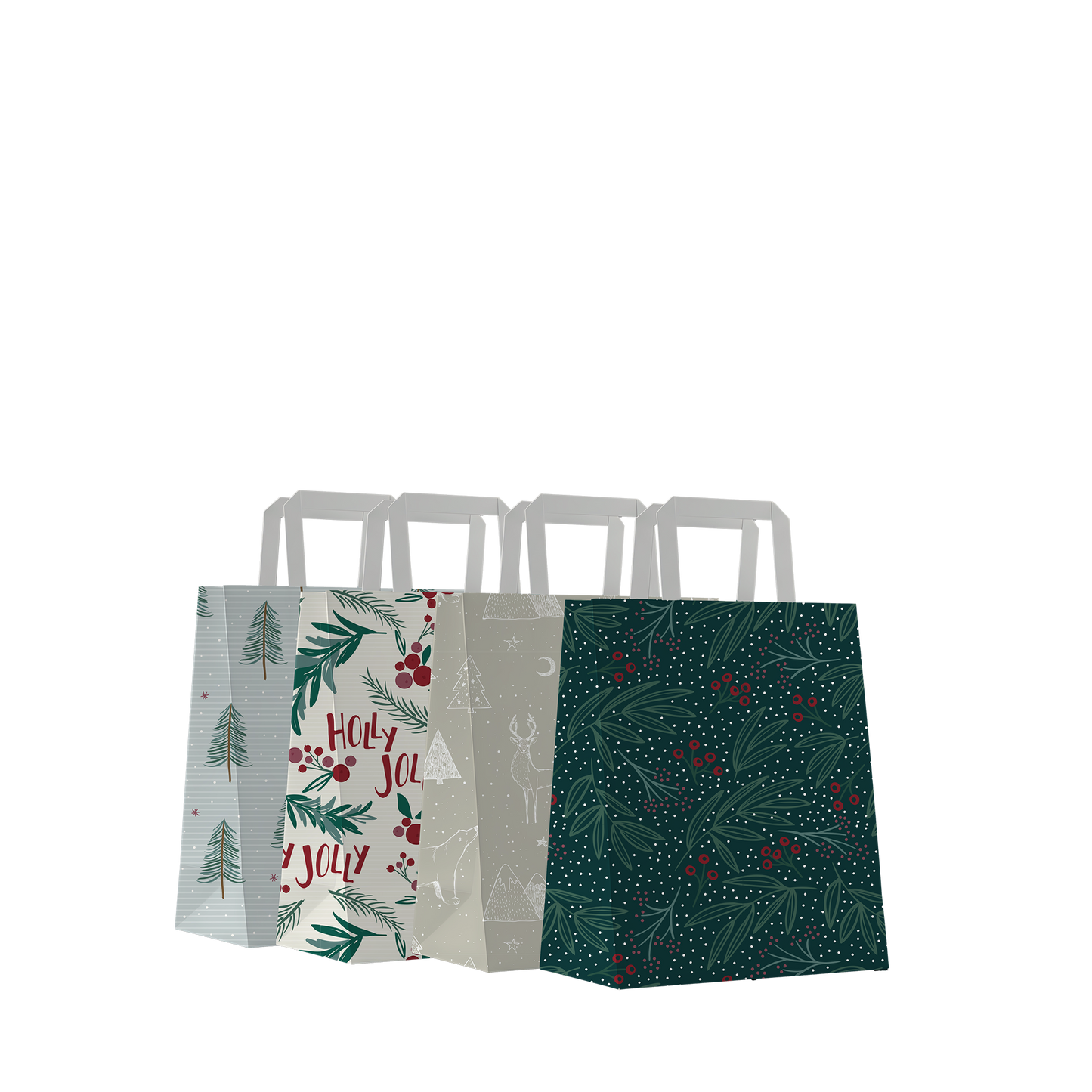 By Size Bags * Holly Christmas