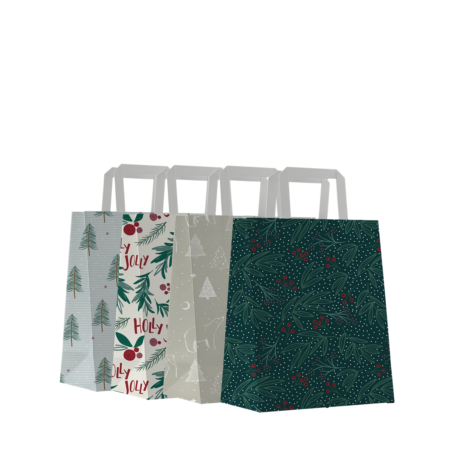 By Size Bags * Holly Christmas