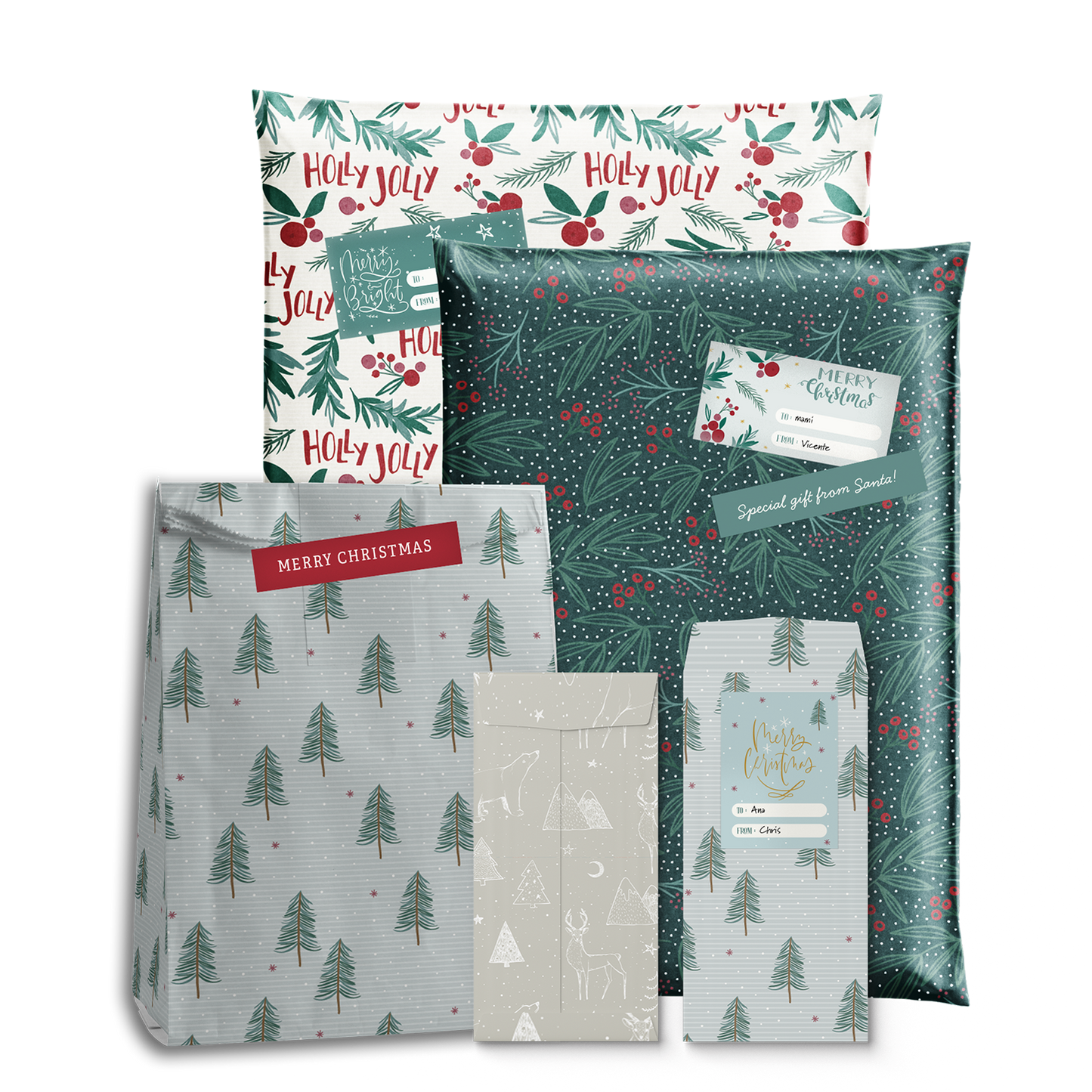 Mix Envelopes * Holly Christmas