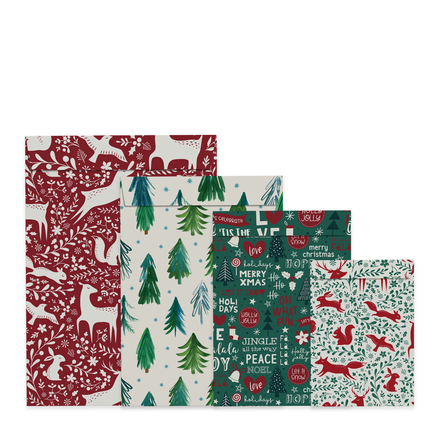By Size Envelopes * Red & Green Christmas